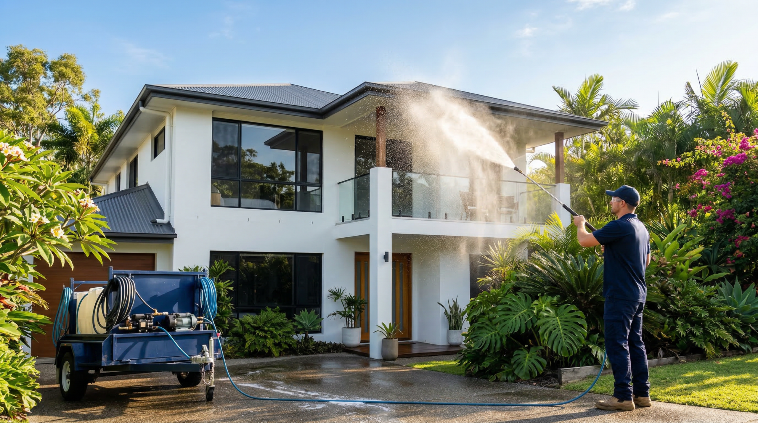 Professional house washing on a Gold Coast home
